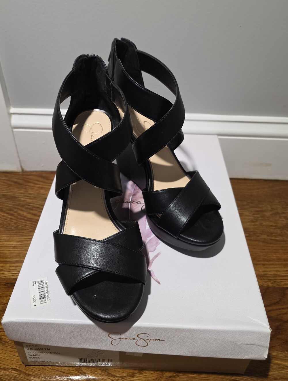 Jessica Simpson Black Crisscross Strappy Wedged Sandals